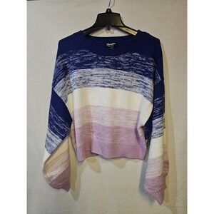 Wrangler Retro Sweater Women's Size LARGE Cozy Puff Sleeve Heathered Striped